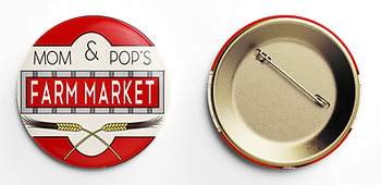 A Mom and Pop's Farm Market pin.